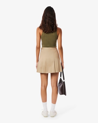 Short Stretch Cotton Pleated Skirt