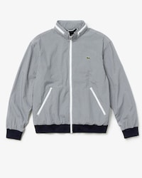 Men's Concealed Hood Lightweight Gingham Print Zip Jacket