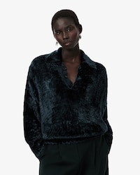 Runway Polo Collar Velour Sweater