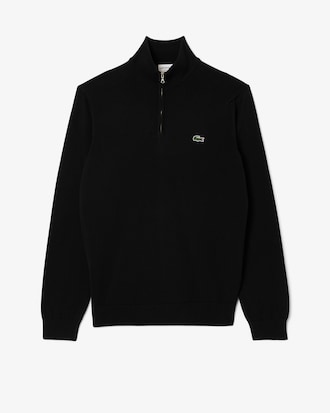 Zipped High Neck Cotton Sweater