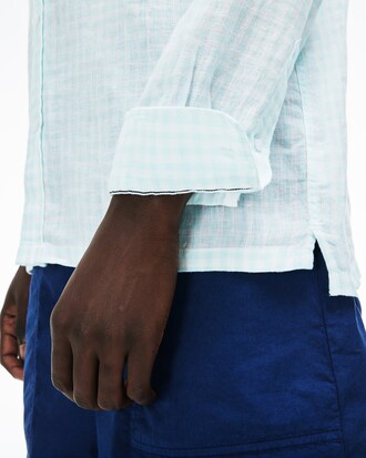 Men's Regular Fit Check Linen Canvas Shirt