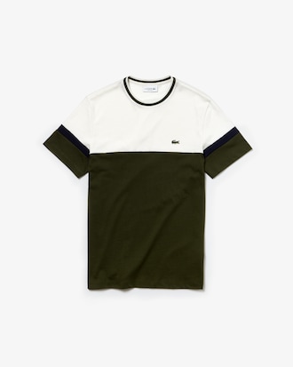 Men's Crew Neck Colourblock Mini Piqué Jersey T-shirt