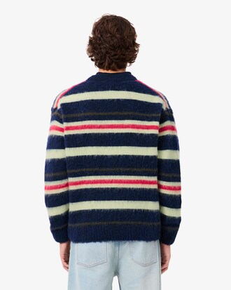 Relaxed Fit Striped Alpaca Wool Cardigan