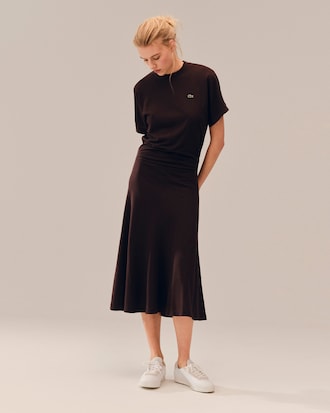 Long Fluid Piqu&eacute; T-shirt Dress