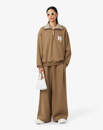 Runway High Neck Zipped Badge Accent Sweatshirt