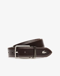 Men's Lacoste Engraved Buckle Grained Leather Belt