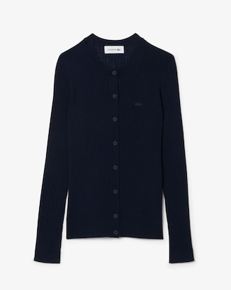 Rib Knit Merino Wool Cardigan