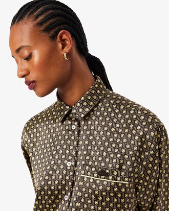 Oversized Printed Satin Shirt