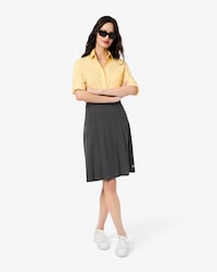 Pleated Flannel Midi Skirt