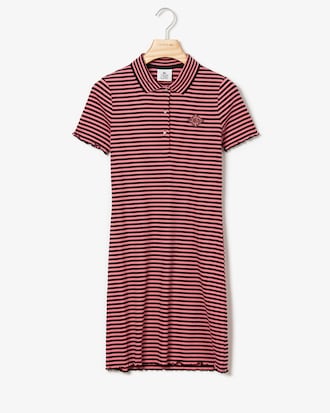 Women's Lacoste LIVE Diamond Badge Ribbed Striped Polo Dress
