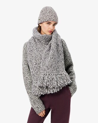 Mercerized Wool Blend Knit Scarf