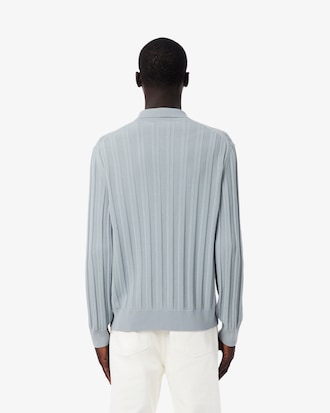 Fluid Ribbed Polo Collar Cardigan