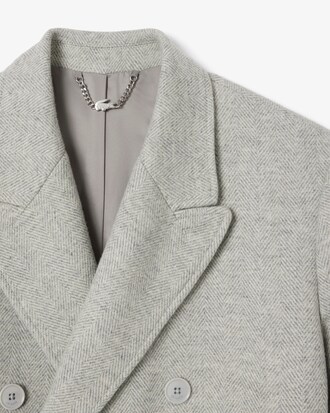 Double Breasted Chevron Wool Coat