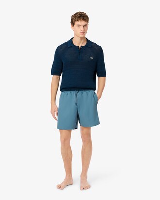 Mid Length Monochrome Swim Trunks