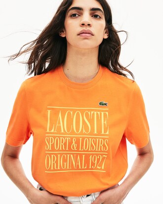 Unisex Lacoste LIVE Crew Neck Lettered Cotton T-shirt