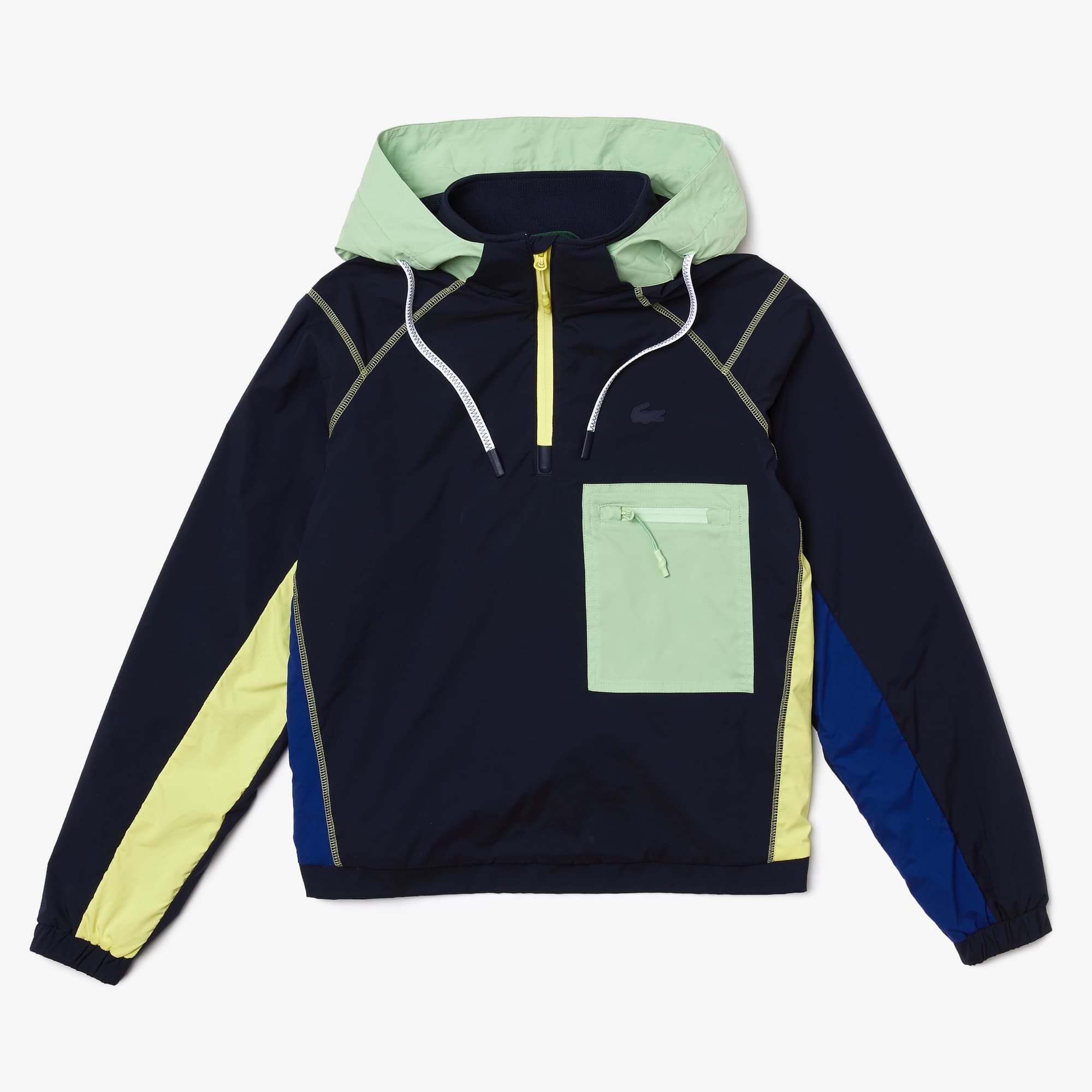 navy blue pullover windbreaker