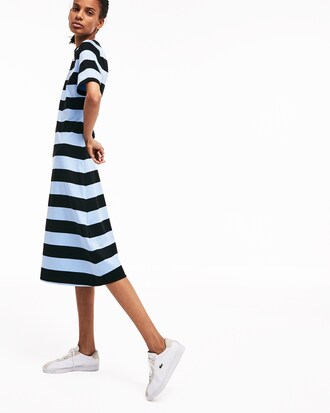Women's Lacoste LIVE Striped Cotton T-shirt Dress