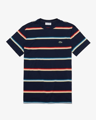 Men's Crew Neck Colour Striped Soft Cotton T-shirt