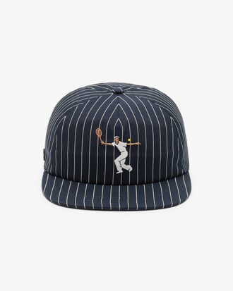 Striped Embroidered Cotton Twill Cap