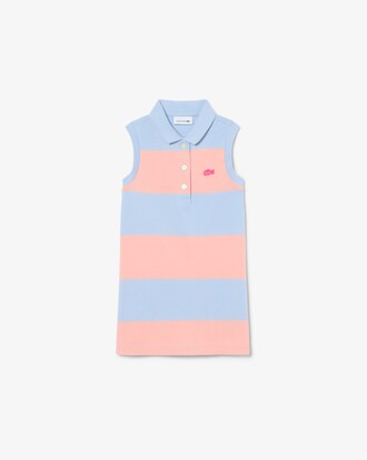 Sleeveless Striped Petit Piqu&eacute; Polo Dress