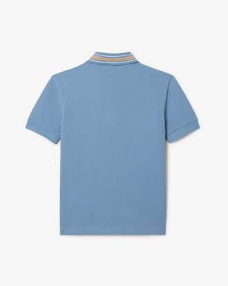 Stripe Collar Petit Piqu&eacute; Polo Shirt