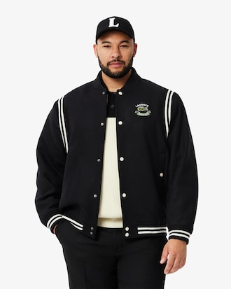 Wool Contrast Badge Varsity Jacket