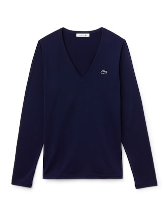 Women's V-neck Flowing Cotton Jersey T-shirt