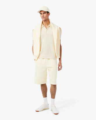 Fluid Ribbed Knit Polo Collar Sweater