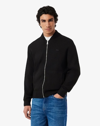 Zipped Double Face Knit Bomber Jacket
