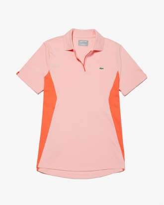 Women's Lacoste SPORT Open Neck Colourblock Cotton Golf Polo Shirt