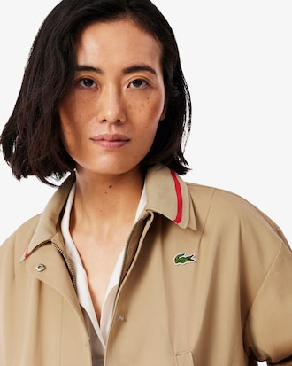 Oversized Polo Collar Twill Jacket