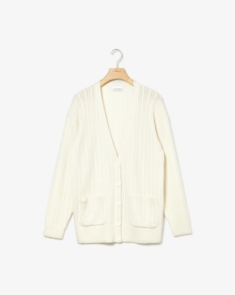 Women's Pockets Wool And Cashmere Blend Cable Knit Cardigan