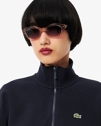 High Neck Zipped Piqué Sweatshirt