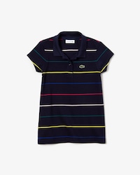 Girls' Lacoste Coloured Pinstripes Cotton Piqu&eacute; Polo Shirt