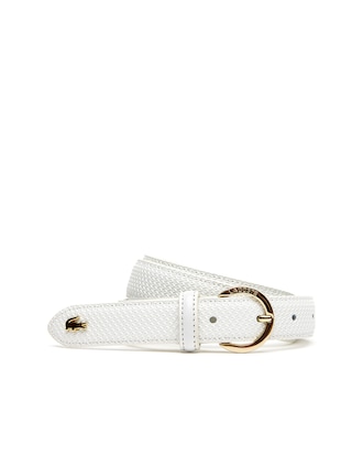 Women's Chantaco Lacoste Engraved Round Buckle Leather Belt