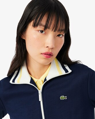 Zipped Stripe Accent Sweatshirt