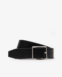 Men's Double Buckle Reversible Satin And Grained Leather Belt