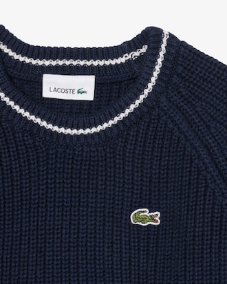 Cotton and Wool Blend Crew Neck Sweater