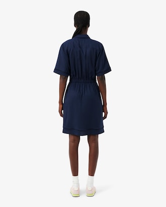 Fluid Linen Blend Shirt Dress