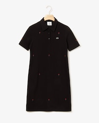 Women's Lacoste LIVE Rose Embroidered Stretch Piqu&eacute; Polo Dress
