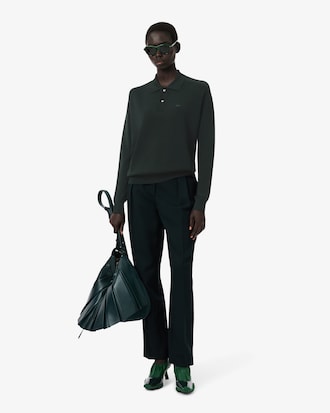 Runway Wool Blend Polo Collar Sweater