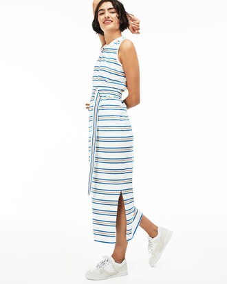 Women's Lacoste LIVE Rainbow Striped Cotton Long Dress