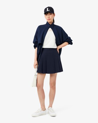 Short Stretch Cotton Pleated Skirt