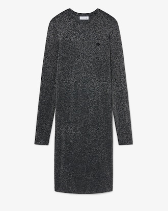 Slim Fit Long-Sleeved Metallic Dress