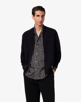Cotton and Wool Knit Bomber Jacket