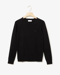 Women's Notched Crew Neck Wool Sweater