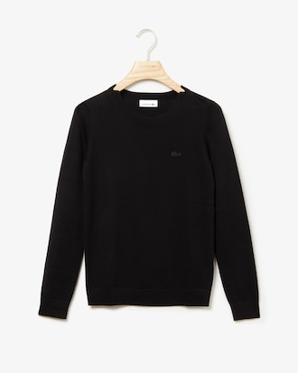 Women's Notched Crew Neck Wool Sweater