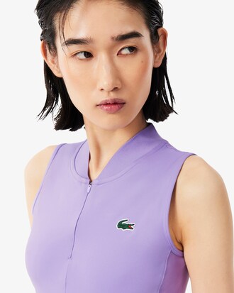 Sleeveless Stretch Dual Fabric Tennis Polo Shirt