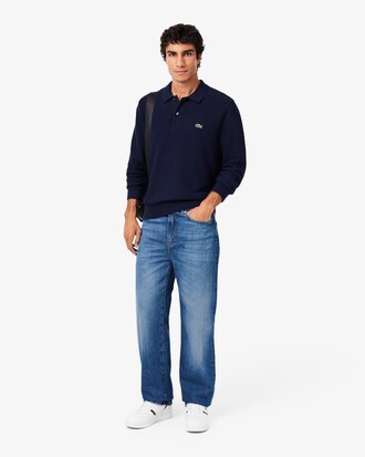 Classic Fit Long Sleeved Knitted Polo Shirt