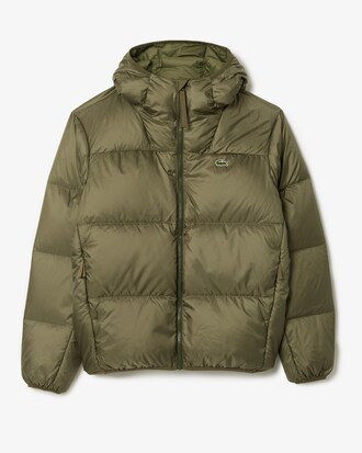 Short Water-Repellent Hooded Puffed Jacket